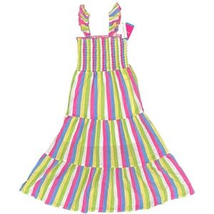 Zunie Girl Floral A-Line Ruffled Sleeve Long Dress Medium 7/8